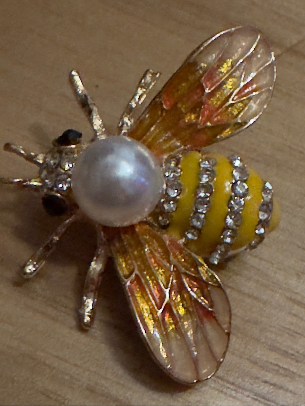 Pearl & Crystal Yellow Bee Pendant/Brooch - Women Jewelry